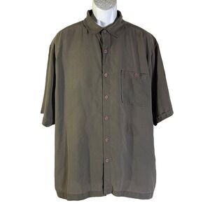 REI Button Up Shirt Mens XL Gray Short Sleeve Polynosic Rayon Blend Pocket